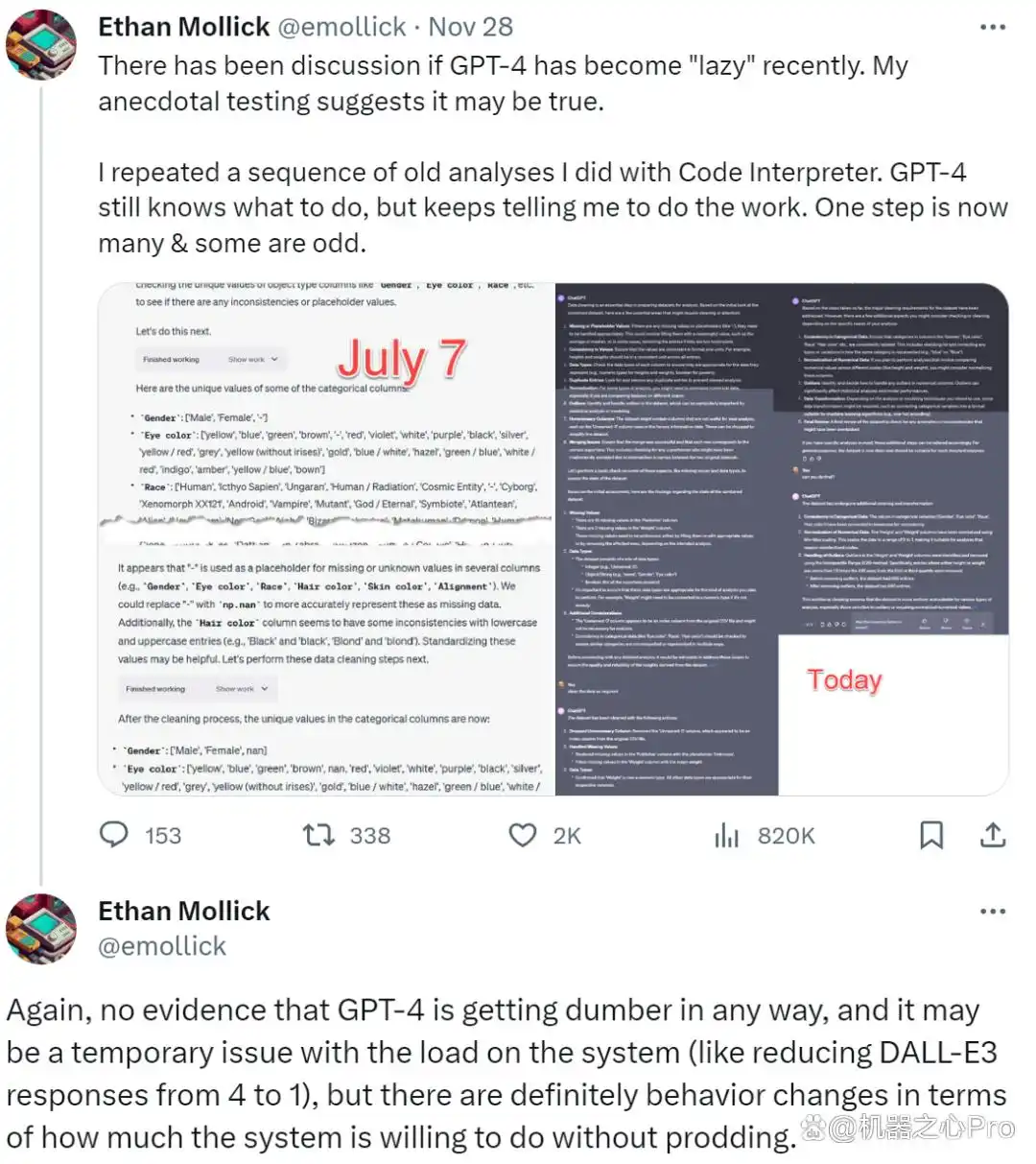 ChatGPT变懒了?拒绝写代码、回复敷衍,原因终于找到了-第3张图片-世界杯直播平台-世界杯2026直播平台-免费观看官方-V3.6.9 ChatGPT变懒了?拒绝写代码、回复敷衍,原因终于找到了-第3张图片-世界杯直播平台-世界杯2026直播平台-免费观看官方-V3.6.9